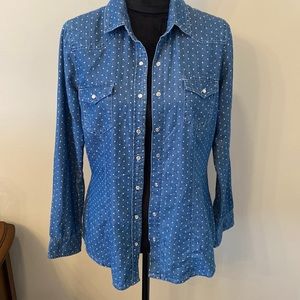 Cotton “Denim” Polka Dot Shirt